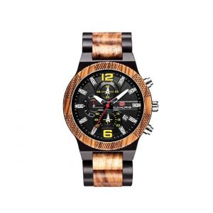Montre À Quartz Avec Bracelet En Bois, Cadran Lumineux Et Calendrier Pour Homme - Neuf