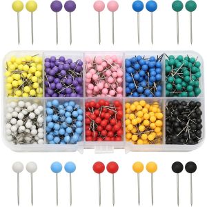 Chenquansarl-1000 Pi&egrave;ces Push Pins Carte Avec Pointe En Acier, Puna S Multicolores (10 Couleurs, 1.5cm) Pour Marquer Lieux De Voyage, Tableau Li&egrave;ge, Itin&eacute;raires Et D&eacute;coration Familiale - Neuf