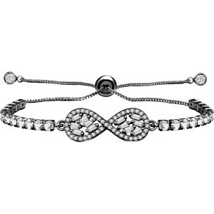 Ya4920 Bracelet Rivière Bolo Avec Symbole De L'infini Avec Oxyde De Zirconium Réglable 13 Cm + Chaîne D'extension De 13 Cm Pour Anniversaire, Mariage, Fête Des Mères, Saint-Valentin - Neuf