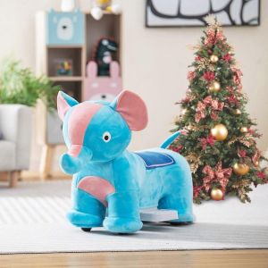 Electric Ride-on Toy Animal Plush Car Toy Car for Children from 3 Years Blue - Neuf