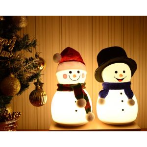Veilleuse de Noël pour enfants, bonhomme de neige, LED, rechargeable, USB, tactile, portable, en silicone, 7 changements de lumière, cadeau de Noël pour fille et garçon, rouge - Neuf