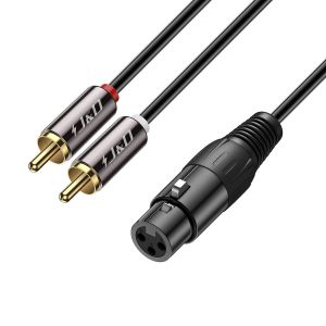 XLR vers 2 RCA R&eacute;partiteur en Y C&acirc;ble Patch,PVC &eacute;cal&eacute; Unbalanced 2X RCA M&acirc;le &agrave; XLR Femelle Audio St&eacute;r&eacute;o Adaptateur de C&acirc;ble Interconnexion pour Mixeur de Microphone &agrave; Condensateur AMP,4,5 Meter - Neuf