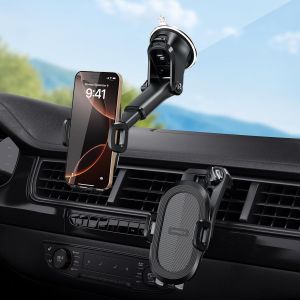 TIANYI-Support de t&eacute;l&eacute;phone de voiture pour tableau de bord et pare-brise - Support universel &agrave; 360&deg; - Compatible avec iPhone 12/11/Pro, Samsung S21 et plus (ventouse + grille d'a&eacute;ration) - Neuf
