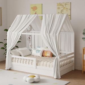 Ulteronixshop-Ciel De Lit En Mousseline Avec 2 Pi&egrave;ces De Ciel De Lit, Ciel De Lit, Ciel En Tissu Pour Lits Domestiques, Filles Et Gar&ccedil;ons, Baldaquin, D&eacute;coration De Chambre D'enfant, 67 X 270 Cm, Blan - Neuf