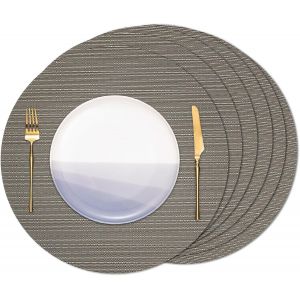 Eryi-Set De Table Rond Lot De 6, Fait En Vinyle Lavable Napperons Pour Cuisine Ou Pour Table À Manger Résiste À La Chaleur Dessous De Table Antidérapant Lavable 38 Cm De Diamètre - Neuf
