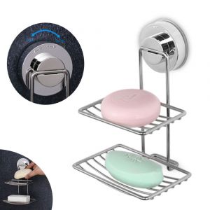 Porte-savon double couche, porte-savon mural, ventouse puissante, support de douche/salle de bain - Neuf