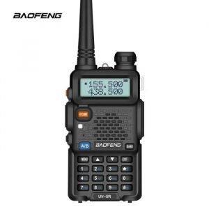 Baofeng UV-5R Talkie-walkie FM radio VHF/UHF avec double bande, affichage, veille et horloge int&eacute;gr&eacute;e (Casque ajout&eacute;, Noir) - Neuf