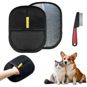 Lot De 2 Gants Magn&eacute;tiques Pour Animaux De Compagnie,Gants D'&eacute;pilation Statiques S,Avec Peigne D'&eacute;pilation - Neuf