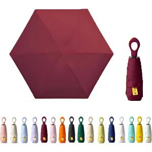 Mini Parapluie De Voyage Avec Poign&eacute;e En Anneau Et Couche De Rev&ecirc;tement En Tissu Bloquant/Protection Uv Upf 50 99,9 % Compact Pliable Parapluie Parapluie L&eacute;ger Petit Sac &Agrave; Dos Portable/Pluie - Neuf
