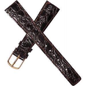 Kal-Bracelet De Montre En Cuir Véritable De Crocodile Marron Foncé Pour Homme 18 Mm New Old Stock 1970 ¿ Bande Vintage Original ¿ Strap D'horlogerie Antique Traditionnel - Neuf