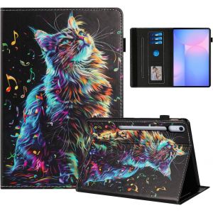Eryi-Coque Pour Samsung Galaxy Tab S10 Fe+ 13.1 Pouces 2025 (Sm-X620/X626b) Impression Graphique Housse En Tablette Cuir Pu Protection Pour Samsung Galaxy Tab S10 Fe Plus Chat En Note De Musique - Neuf