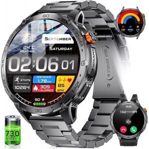 Montre Connectée Homme Avec Appels Bluetooth Et Écran Hd Amoled 1.75"", Ip68 Étanche Et Batterie 730mah Smartwatch Avec 120 Modes Sportifs Suivi De Fitness Pour Android Ios - Neuf