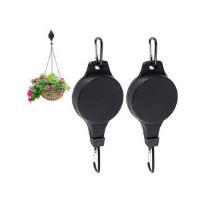 Poulie de suspension r&eacute;tractable pour plantes en paniers suspendus - Lot de 2 - Neuf