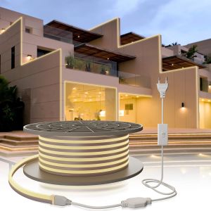 220v Neon Led Exterieur Etanche Ip65 15m,Bande Led Blanc Naturel Bandeau 4000k Led Flexible 120 Led/M Pvc D&eacute;coupable Ruban Led Adaptateur Secteur Inclus Pour Cuisine Jardin Exterie[Rub9223685] - Neuf