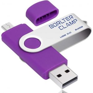 Clé USB 64 Go,2 en 1 OTG USB 3.0 Mémoire Stick,Pivotant U Disque avec Port Micro-USB pour Smartphone Android,Tablette et Ordinateur Stockage Externe (Violet) - Neuf