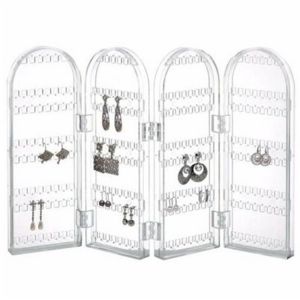 Pliable Acrylique d'Affichage de Bijoux, Stand - contient 120 Paires de Boucles d'oreilles - 5 Niveaux et 4 Panneaux pour Boucles d'oreilles, Bracelets & Colliers - Claire a Sonné - Neuf