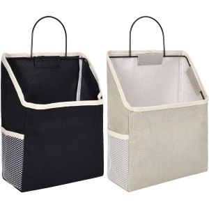 2 Morceau De Mur De Fixer Organisateur, Noir + Beige, De Draps En Coton De Stockage Panier Avec Des Crochets, Porte D'entrée, Vestiaire, Salle De Bains, La Cuisine Et Le Organisateur - Neuf
