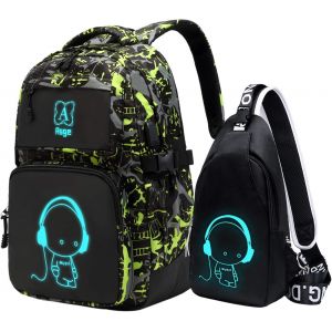 Sac A Dos Scolaire Grand Sac Ecole Garcon Trousse Lycee Cartable Garçon Primaire Camouflage Sac A Dos Enfant Lumineux Cartable Ado Fille Primaire Cadeau 8 10 12 14 Ans Sac De - Neuf
