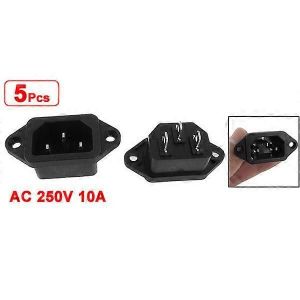5 Pcs 3P IEC 320 C14 Mâle Fiche Panneau Entrée d'alimentation Prises Connecteurs AC 250V 10A - Neuf