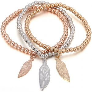 Kal-Femmes Bracelet &Agrave; Breloques, Stretch Perle Bracelet Bracelet Feuille Pendentif Amiti&eacute; Bracelet Bracelet Manchette Pour Les Filles - Neuf