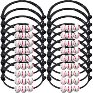 20pièces Bracelets À Breloques Avec Perles De Football Baseball Basket-Ball Bracelet Ajustable Pour Enfants Garçons Hommes,Fête Du Sport,Bracelets D'inspiration.[N824] - Neuf