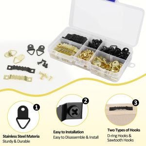 Asfasfq-251 Pièces Accroche Tableau,Crochet Pour Cadre,Fixations Pour Cadres Avec Tournevis Et Vis,Pour Les Cadres Photo, Suspension De Décorations De Meubles - Neuf