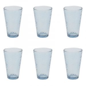 Paris Prix - Lot De 6 Verres &Agrave; Eau "Martel&eacute;" 34cl Bleu Fum&eacute; - Neuf