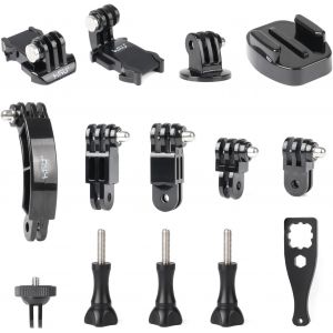 Kit De Fixation Go Pro,Clips De Lib&eacute;ration Rapide,Bras D'extension,Support De Tr&eacute;pied,Adaptateur 1/4 Et Vis Pour Cam&eacute;ras D'action(14 En 1) - Neuf