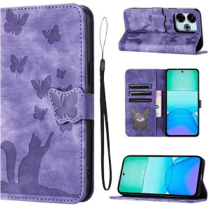 KAL-Housse Protection Pour Xiaomi Redmi 13 6.79 Pouces Mat&eacute;riau En Cuir Pu Coque Xiaomi Redmi 13 Avec Fentes Pour Cartes Coque Redmi 13 Violet - Neuf