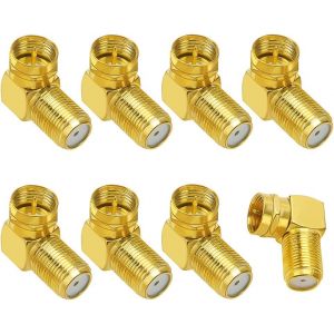 8 Pièces Adaptateur Satellite Coudé à 90 Adaptateur Coudé F Plaqué Or, Câble Coaxial 7mm Adaptateur F Prise, Adaptateur Coaxial RG6 à Angle Droit Plaqué Or, Fiches F Coudées à 90° F - Neuf