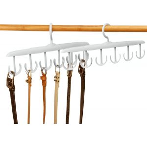 LETNERNY-2 Pièces Organisateur Multi-Fonction Cravate, Rangement Support De Ceinture, Crochets Cintre Ceinture, Pour Gilet, Sous-Vêtements, Soutien-Gorge, 12 Crochets, Blanc - Neuf