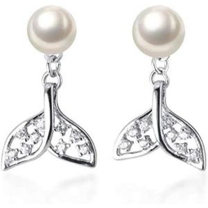 Kal-Boucles D'oreilles À Tige En Forme De Queue De Sirène En Argent Sterling Pour Femme Et Fille Avec Cristaux Cz Délicats Boucles D'oreilles De Mariage Hypoallergéniques Bijoux Tendance Cadeaux Pour - Neuf