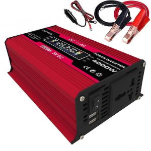Convertisseur &agrave; onde sinuso&iuml;dale modifi&eacute;e de 4000 W (puissance de cr&ecirc;te), affichage LED, convertisseur de puissance nominale de 300 W, convertisseur CC 12 V vers CA 220 V, chargeur de voiture haute fr&eacute;quence. - Neuf