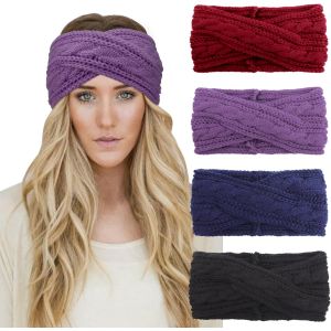 4 Pi&egrave;ces Bandeau Cheveux Pour Femme Bandeaux Hiver Serre-T&ecirc;te Tricot&eacute; Oreille R&eacute;chauffeur Chaud Nou&eacute; Bande Elastique Cheveux Pour Femmes Filles - Neuf