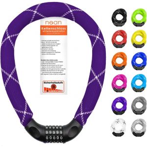 Antivol Cadenas À Combinaison De Codes Pour Vélo Avec Chiffres Et Revêtement En Tissu Extrêmement Robuste,Maillons De Chaîne En Acier,6 X 6 X 6 X 900 Mm (Mauve) - Neuf