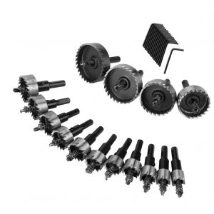 Scie cloche en acier rapide avec foret a carotter, lot de 15 pieces, 15-53 m - Neuf