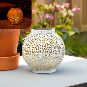 Lumière Solaire Exterieur En Métal Blanc | Lanterne Blanche Décoratif | Lampe D'extérieur Avec Design Oriental Et Effet D'ombre - Neuf