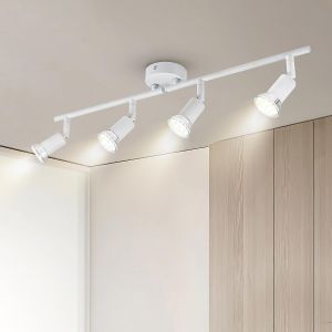 Ulteronixshop-Dougelec Plafonnier Spot Plafond 4 Spots Led Orientable Gu10 &Eacute;clairage De Plafond Plafonnier Luminaire Spot Applique Muraux Moderne Int&eacute;rieur Pour Cuisine Salon Chambre 230v, Blanc Sans - Neuf