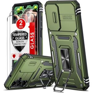 Eryi-Coque Pour Samsung A05s(Pas A05) Antichoc Avec Protection Caméra Coulissante,2*Verre Trempé,Étui De Pc Dur Et Tpu Silicone Militaire Anti-Rayures Coque Samsung Galaxy A05s Anneau-Vert Olive - Neuf