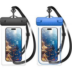 Kalanka-Pochette Étanche Smartphone,8.8'' Pochette Téléphone Étanche Ipx8 Avec Cordon Réglable,Housse Étanche Pour Iphone 14 Pro Max/13/12/11,Samsung S23 Ultra/S22,Huawei Up To 8,8""(Transparent+Bleu) - Neuf