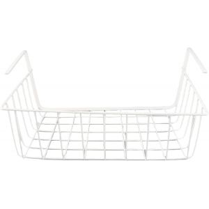 Chenquansarl-Panier Sous Étagère En Fer, Panier Métallique Sous Étagère, Panier De Rangement Polyvalent Sous Étagère Pour Cuisine, Bureau, Garde-Manger, Étagère De Bureau (L Blanc) - Neuf