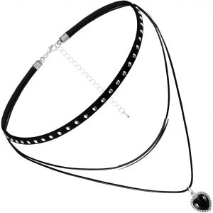 Kal-Multilayer Collier Vintage Coeur Etoile Choker Chaîne Dentelle Croix Punk Gothique Pendentif - Neuf