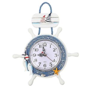Style méditerranéen ancre horloge plage thème horloge voilier bateau volant décoration - Neuf