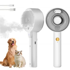 Fchhk-Brosse Chat Vapeur 4 En 1 ¿ Brosse Autonettoyante Pour Chien Et Chat Avec Réservoir D¿Eau, Brosse De Toilettage À Vapeur Pour Poils, Massage Et Nettoyage Des Animaux De Compagnie - Neuf