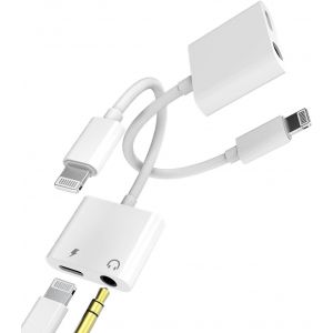 Lightning To 3.5mm Jack Adapter For Headphones (2 Pack)-Aux Cable Accessories For Iphone 14 13 For Ipad-Earphone Car Radio Charger-Double Headphone Extension - Neuf