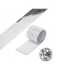 Sticker mural mosa&iuml;que miroir autocollant 1 m, d&eacute;coration int&eacute;rieure &agrave; faire soi-m&ecirc;me, argent - Neuf