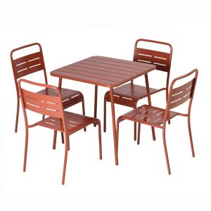 Ensemble Table De Jardin Carr&eacute;e Et 4 Chaises Terracotta Bergame - Neuf