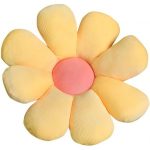 ERYI-Coussin De Sol En Forme De Marguerite - Joli Coussin De Chaise En Peluche - Décoration D'Intérieur Pour Filles Et Femmes - Pour Lire, Chambre À Coucher Ou Regarder La Télévision (Jaune, 38 - Neuf