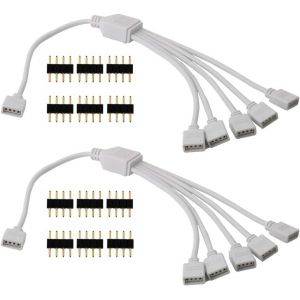 Led Strip Connector Y Splitter,4 Broches 1 À 5 Ports Led Rgb Splitter Pour Rgb5050 Rgb3528 Rgb2835 Bande Lumière (2/Pack) - Neuf