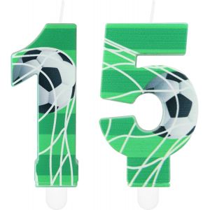Eryi-Bougies D'anniversaire Pour 15e Anniversaire De Garçons Et Filles - Thème Football - Numéro 15 - Vert - Neuf